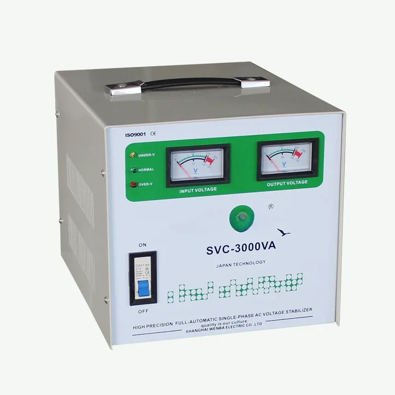 Electrical Servo Power Automatic Voltage Stabilizer Regulator For 3kVA with Fuse Protection White Servo Motor stabilizer