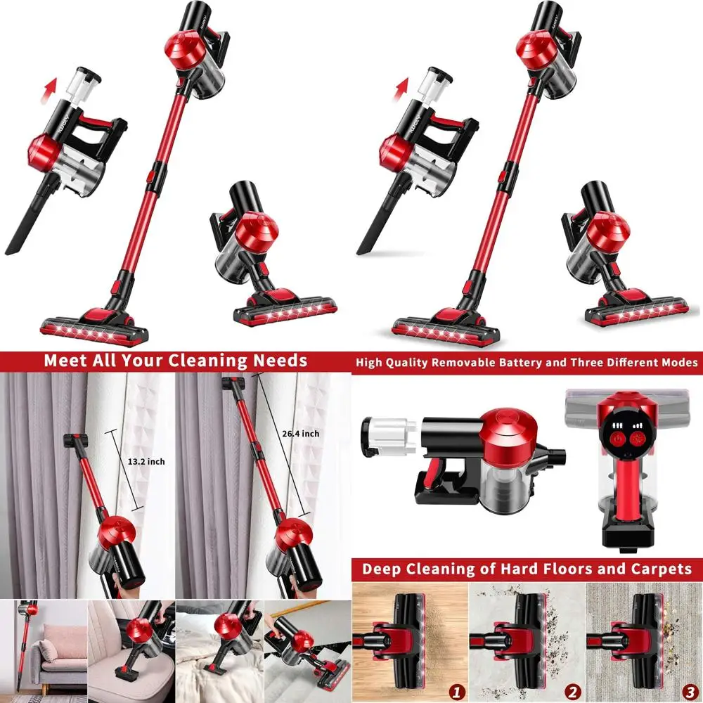 

Перезаряжаемый аккумулятор 2200 мАч, циклонный пылесос 18000 Па с HEPA-фильтром, легкий портативный ручной пылесос-стик для дома