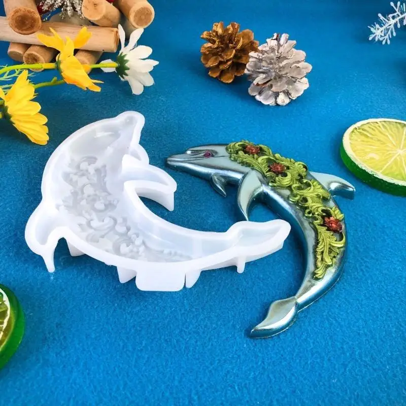 R66A 3D Dolphin Crystal epoxy Resin Mould Mould Decoration Wall Hanging Diy