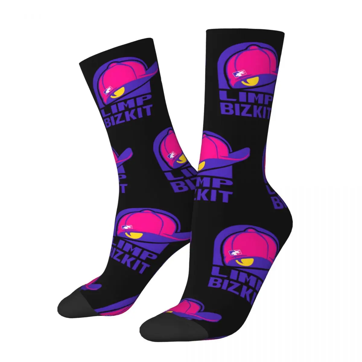 Crazy compression Cool Sock for Men Harajuku Limp Bizkit Seamless Pattern Crew Sock Casual