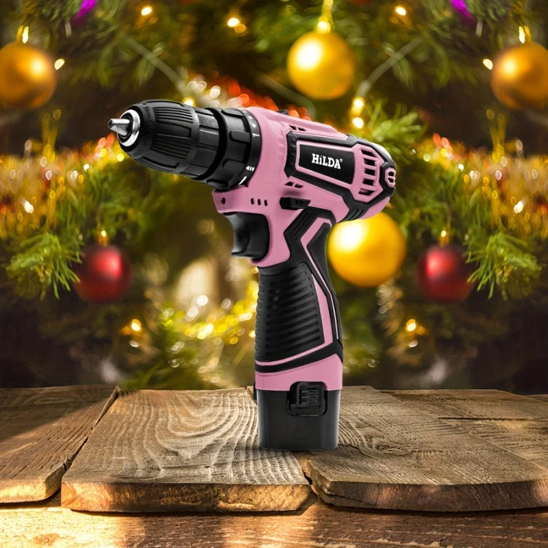 12V Pink Cordless Drill Driver Set, Electric Drill, Various Speed, Li-Ion Battery Powered, 25 1 Torque Setting