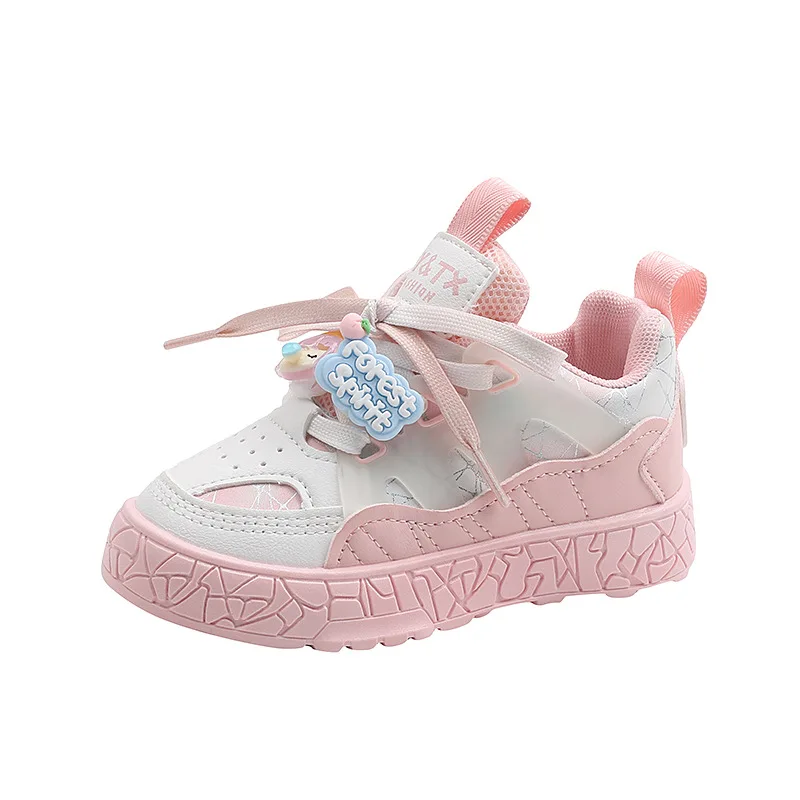 Spring Sport Shoes For Children Korean Style Cute Sneakers For Girls Anti-slippery Running Footwear For Kids Plush Warm Boots