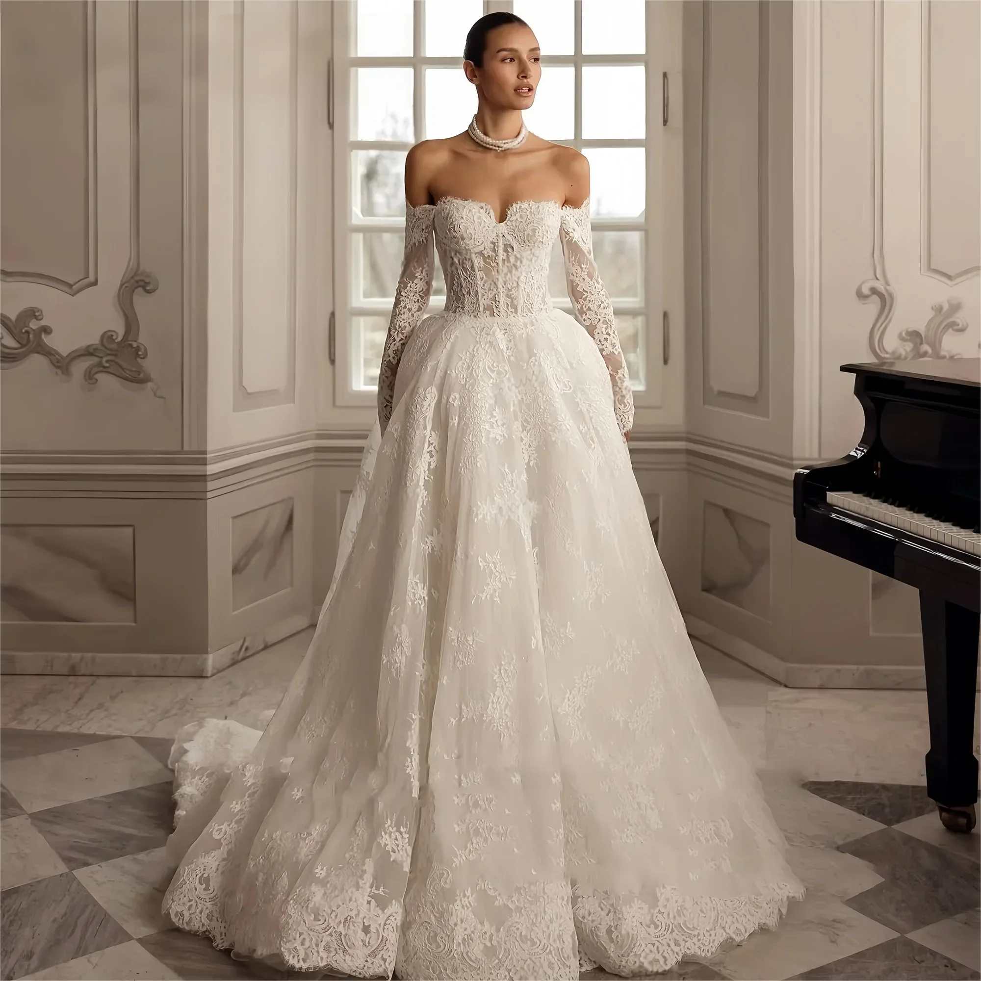 

Elegant Wedding Dresses A Line Lace Bridal Gowns Sweetheart Backless Robes For Formal Party Vestidos De Novia Customized