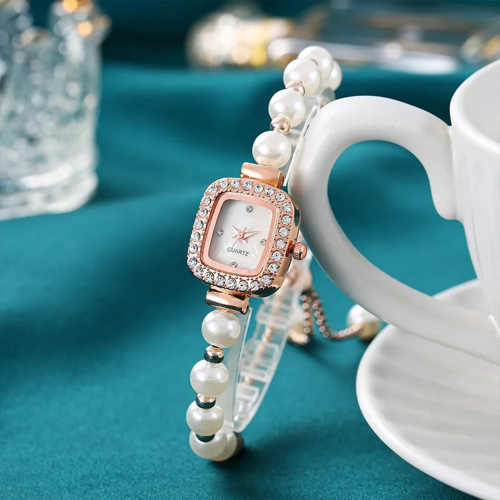 Elegant Pearl Quartz Wristwatches Luxury Bracelet Women's Watch Diamond Crystal Watch Часы Relogios Feminino Relojes Para Mujer