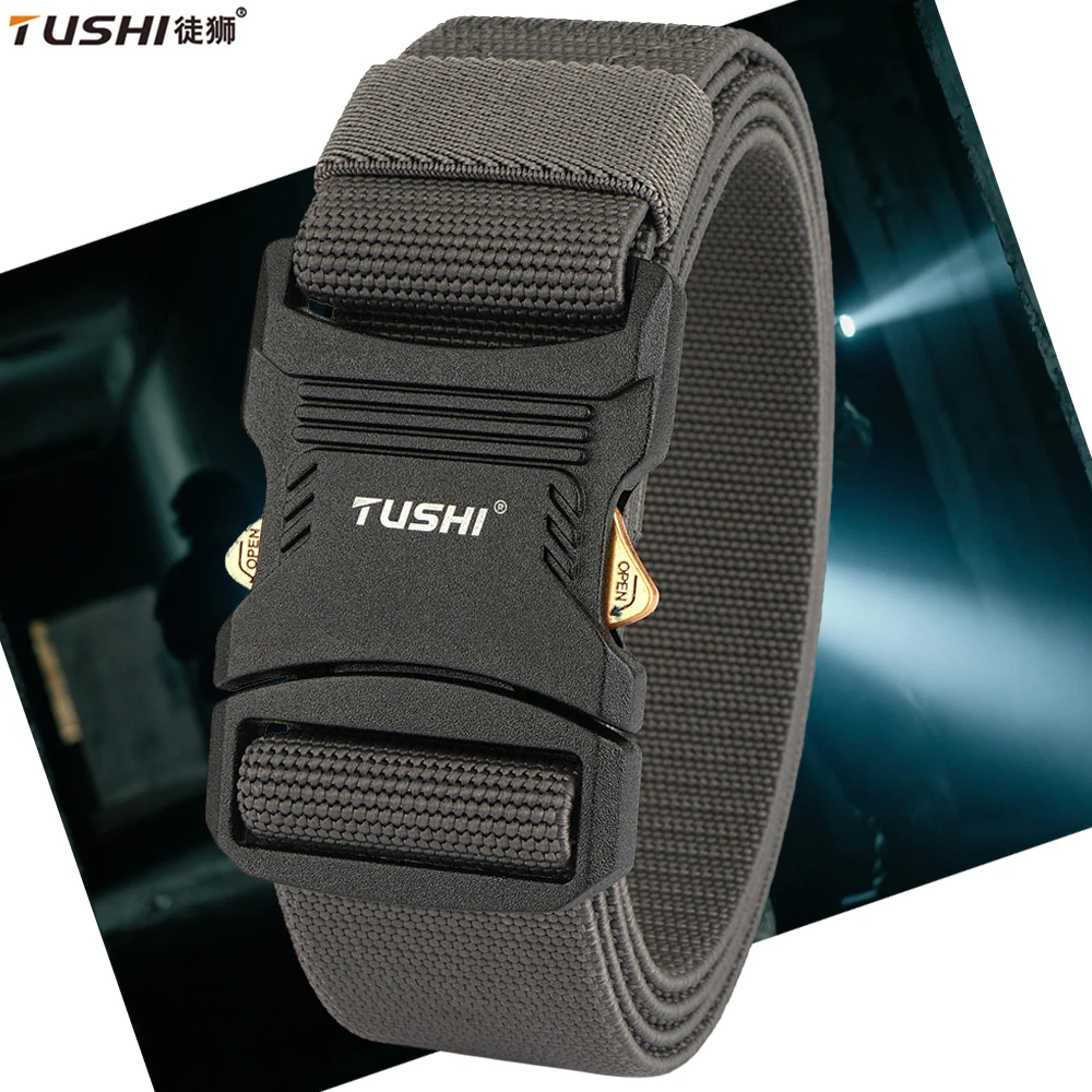 

TUSHI New Outdoors Tactical Belt Buckle Quick Release Elastic Belt Casual Tooling Training Military Belt Men's Trousers Belt