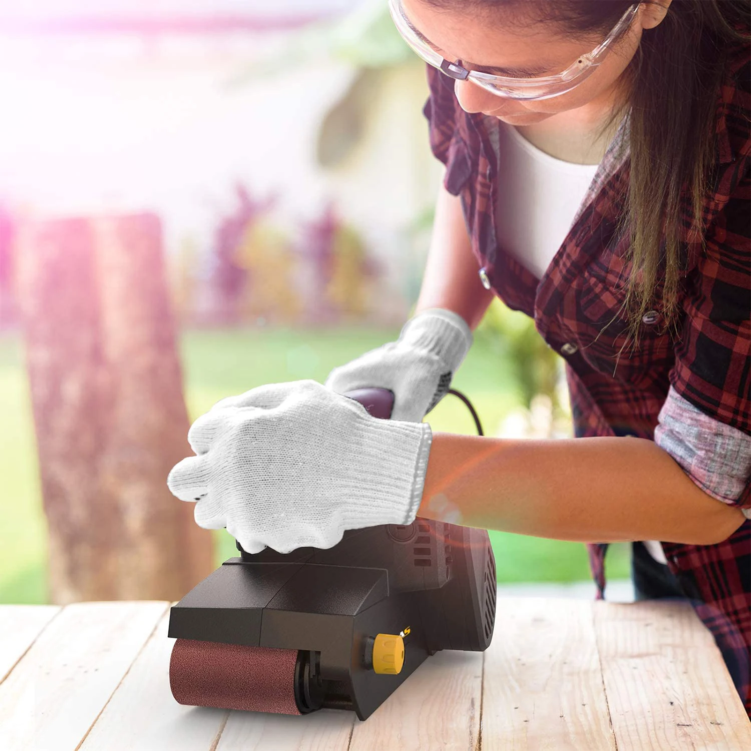 750W Belt Sander Electric Table Sander Variable Speed 2-in-1 Vacuum Cleaner Adapter Woodworking Belt Sanding Grinding Machine