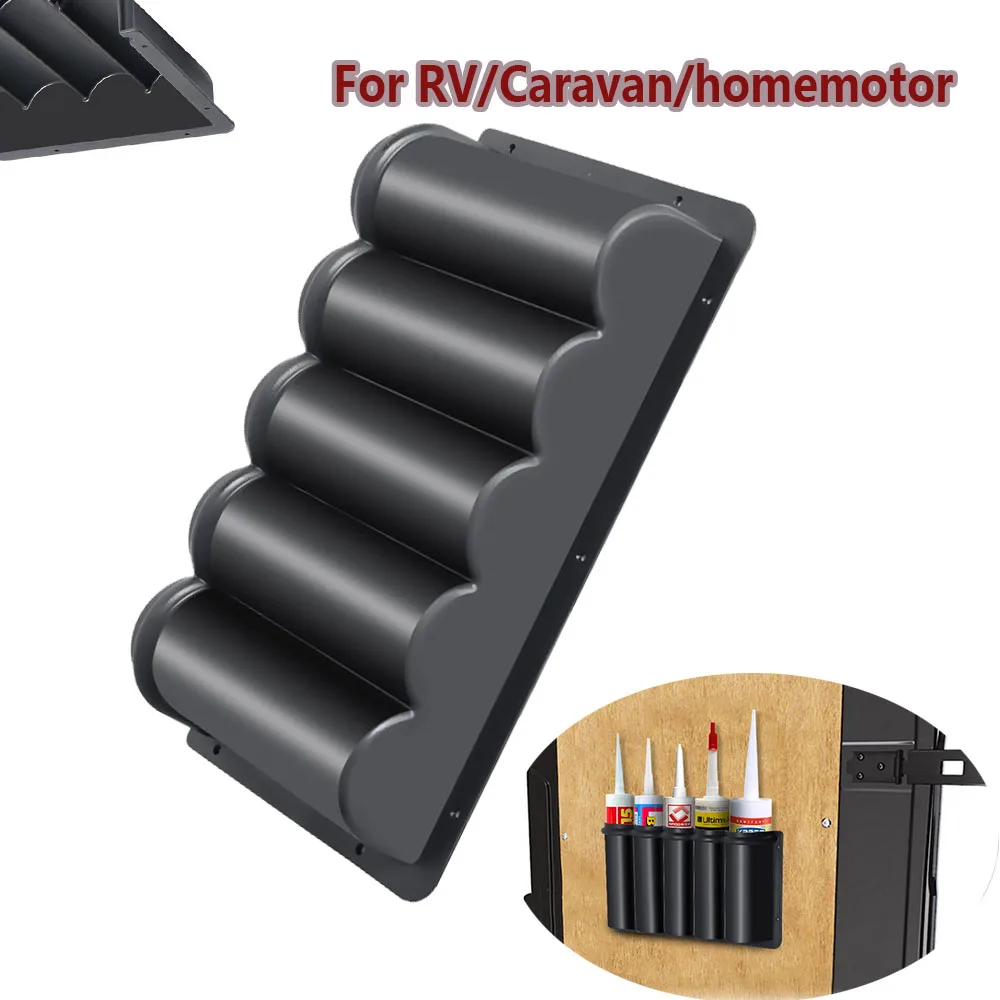 

1PC RV Door Spray Can Storage Box, Durable ABS Plastic 5-Tube Holder For Silicone Adhesive Caulk Tubes, Van Camper Garage Organi