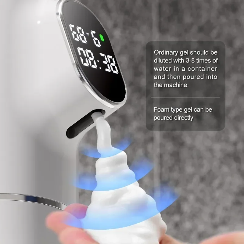 Automatic Foam Soap Dispenser with LED Display - 2-in-1 USB Charging Wall & Desktop Use Dispenser Sabao Automatico