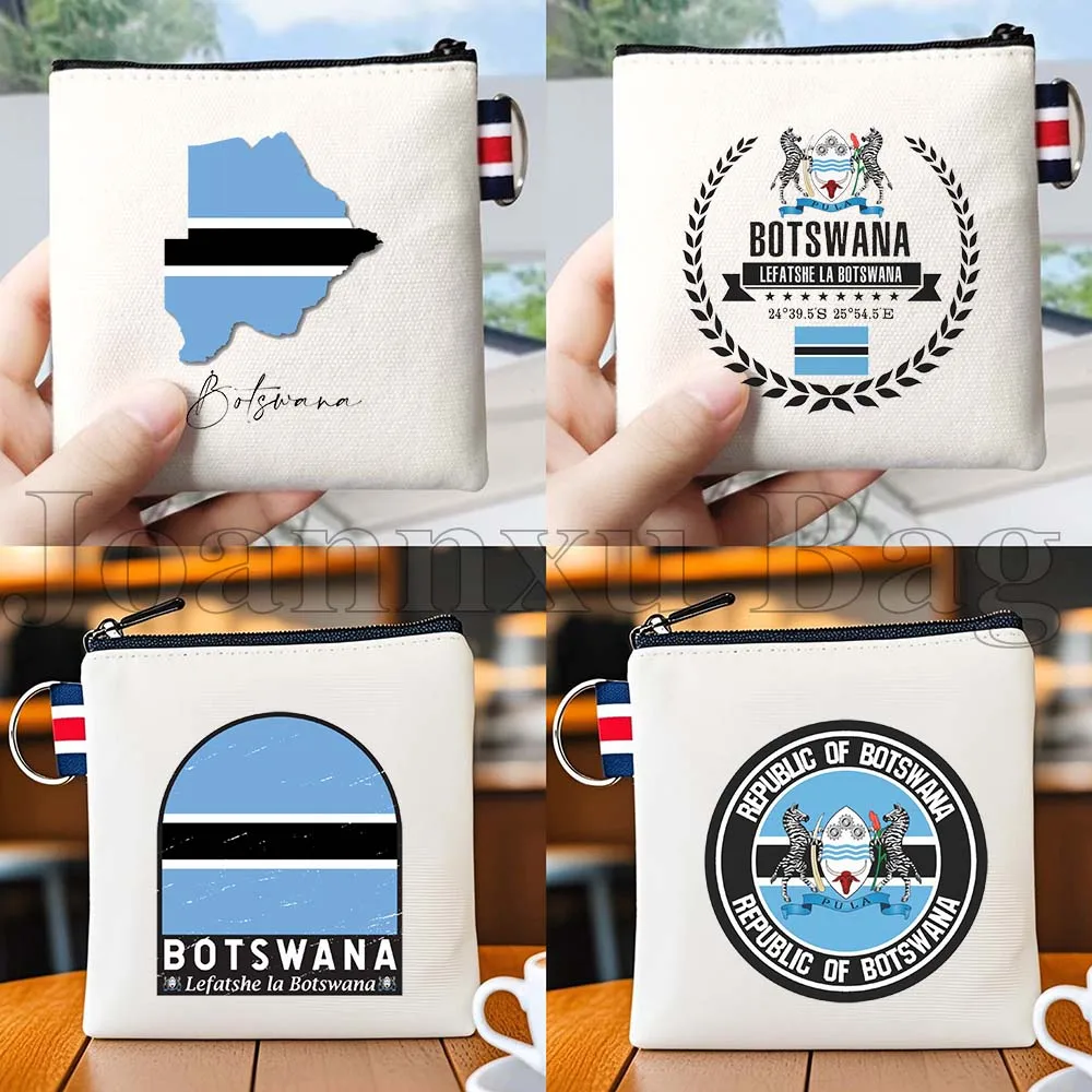 

Холщовая сумка-кошелек для ключей и монет с картой и флагом Ботсваны, подарок на день рождения, маленькая квадратная хлопковая сумка для хранения, держатель для карт, хлопковый чехол