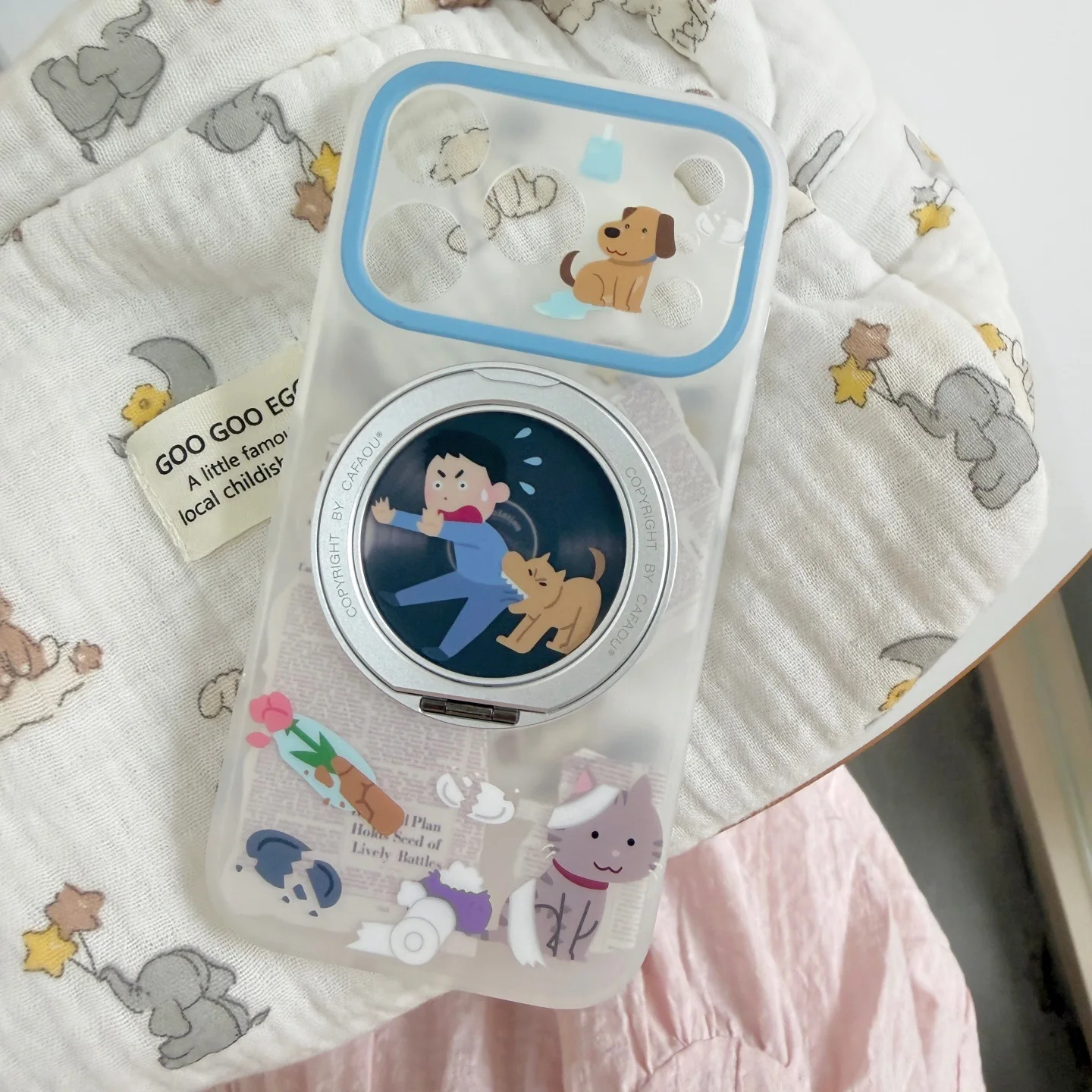 

Cute Boy & Dog Pattern Phone Case with Rotatable Kickstand for iPhone 17 Pro Max 1