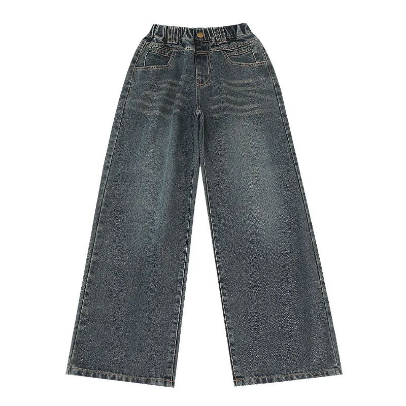 Children Winter Insulated Jeans for Girl Warm and Thick Thermal Denim Pants Teen Kids Fashion Fleece-Lined Street Trousers