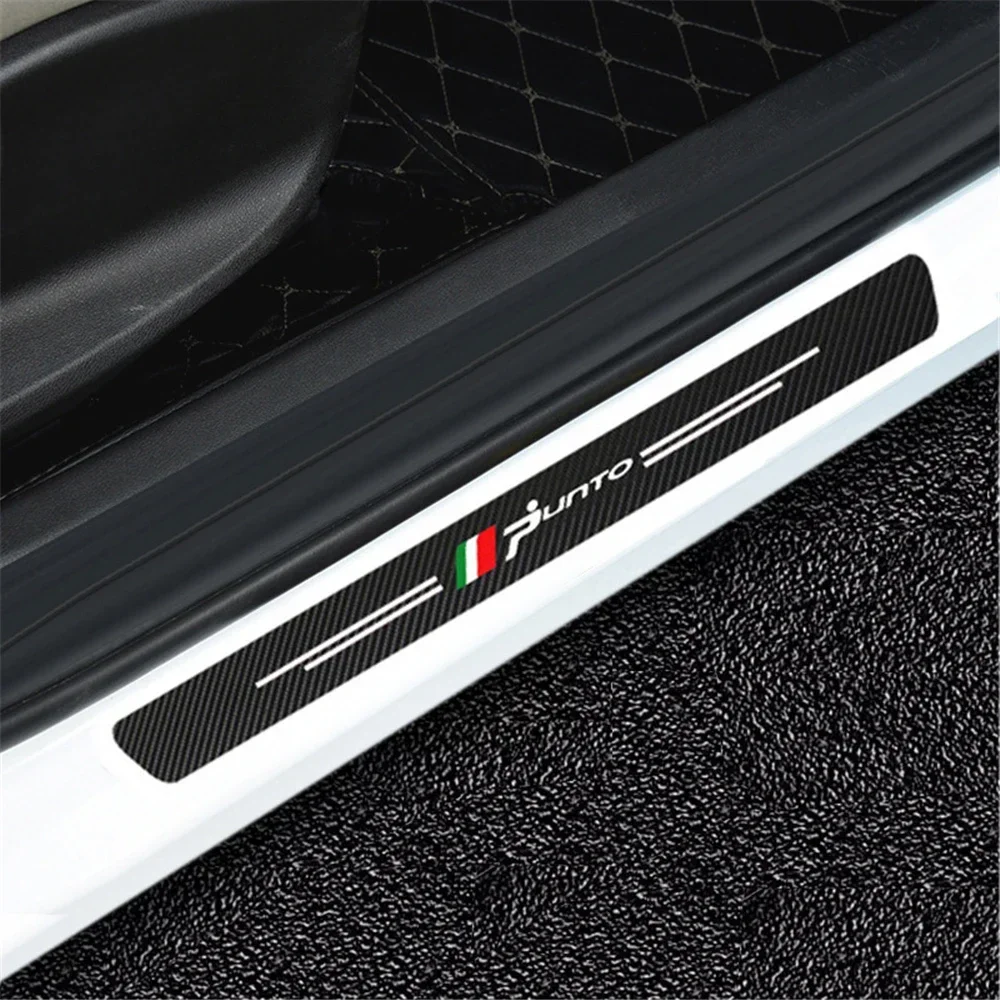 Car Door Sills Guards Sticker For Fiat Panda 500 500x 500l 500c 500e TIPO PUNTO BRAVO Stilo Carbon Fiber Decal Accessorie