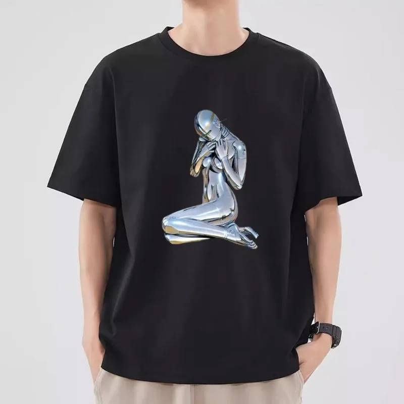 H-Hajime S-Sorayama T Shirt Women Couple Combination Clothes Short Sleeve Collar Fashion T-shirt Man Cotton