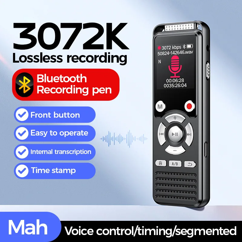 

A50 Voice Recorder Dual Micr Voice Activated Noise Reduction Small Portable Bluetooth Call Recorder for Lecture/Interview/Meetin
