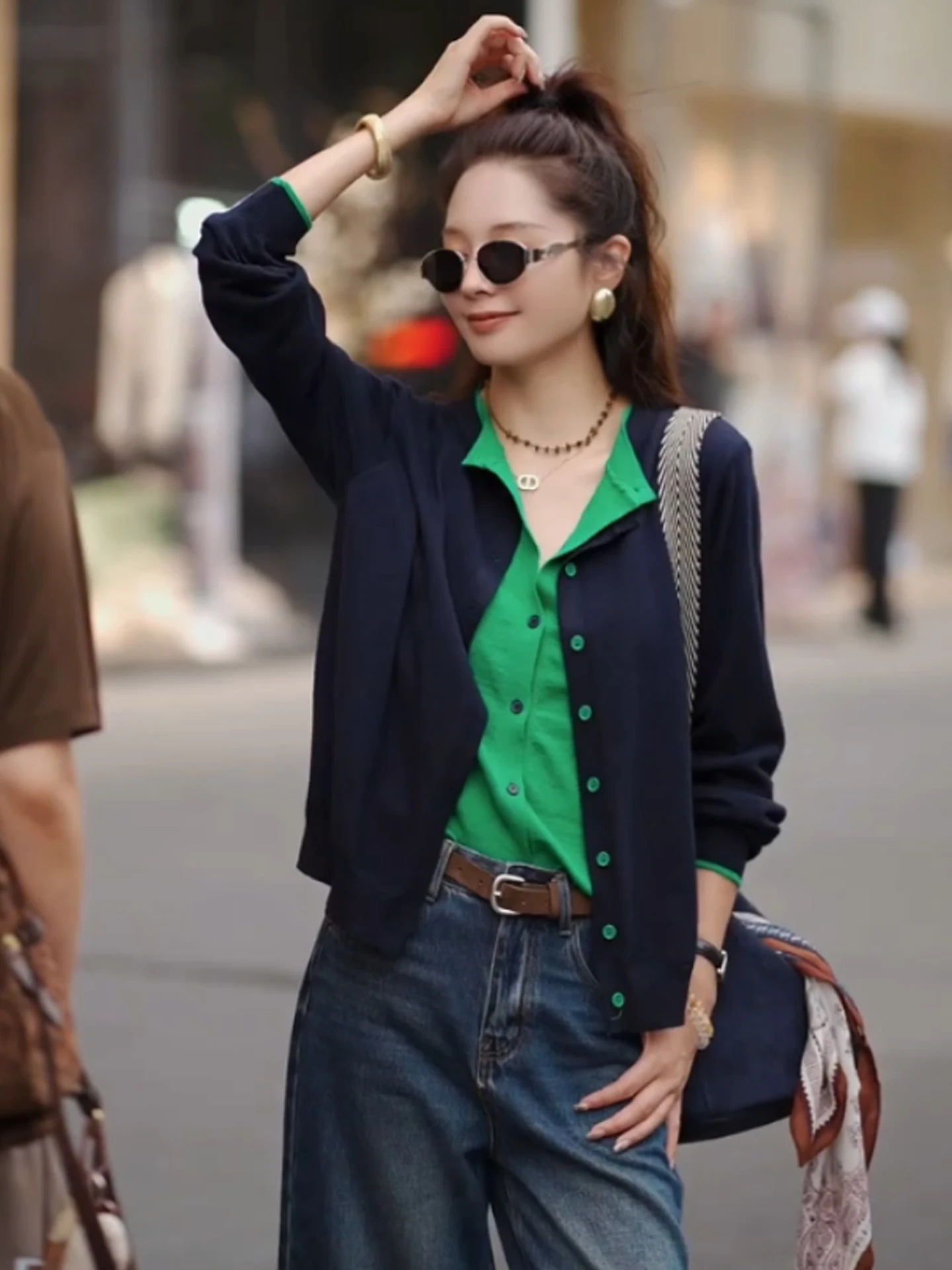 

Early Autumn Commute Sle Knitted Long Sve round Ne Two-Piece Color Blo Casual Comfortable Knitwear Cardigan for Women