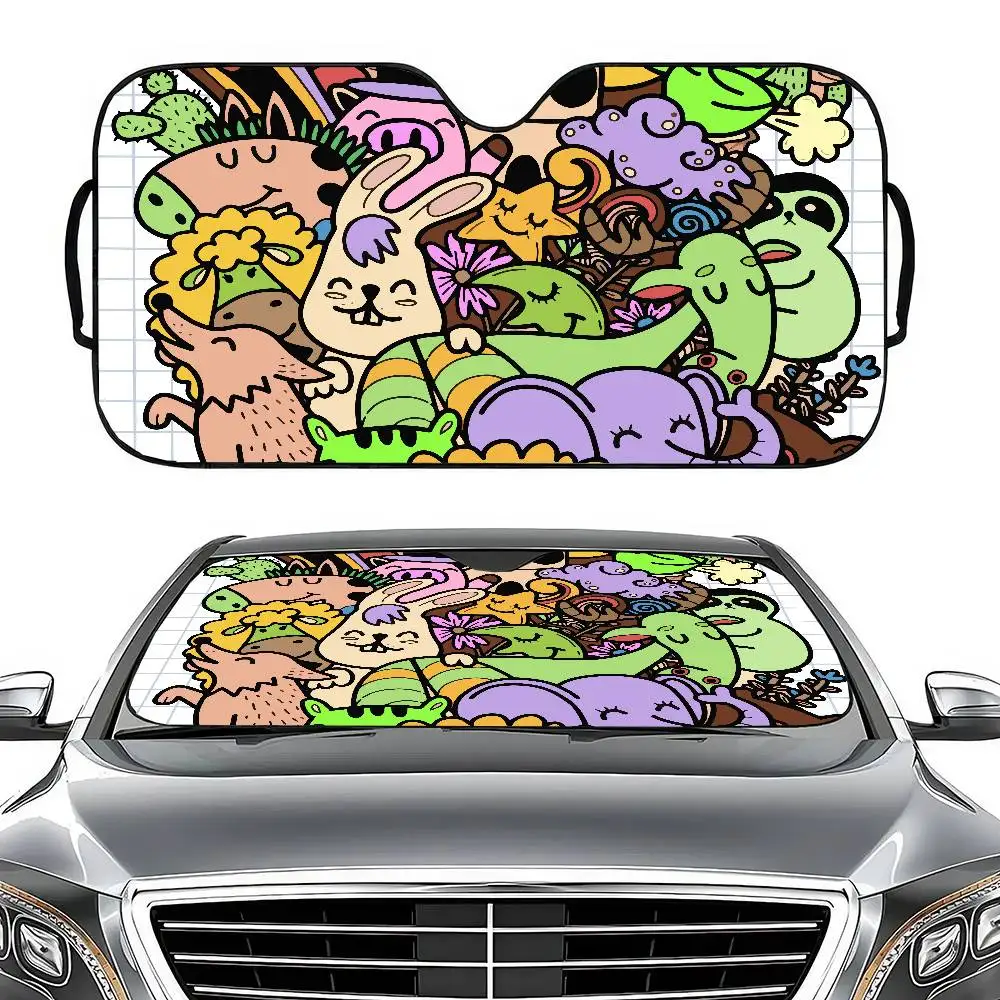 

Hand-Drawn Graffiti Foldable Car Windshield Sunshade - UV Reflector, Keeps Car Cool, Sun Visor