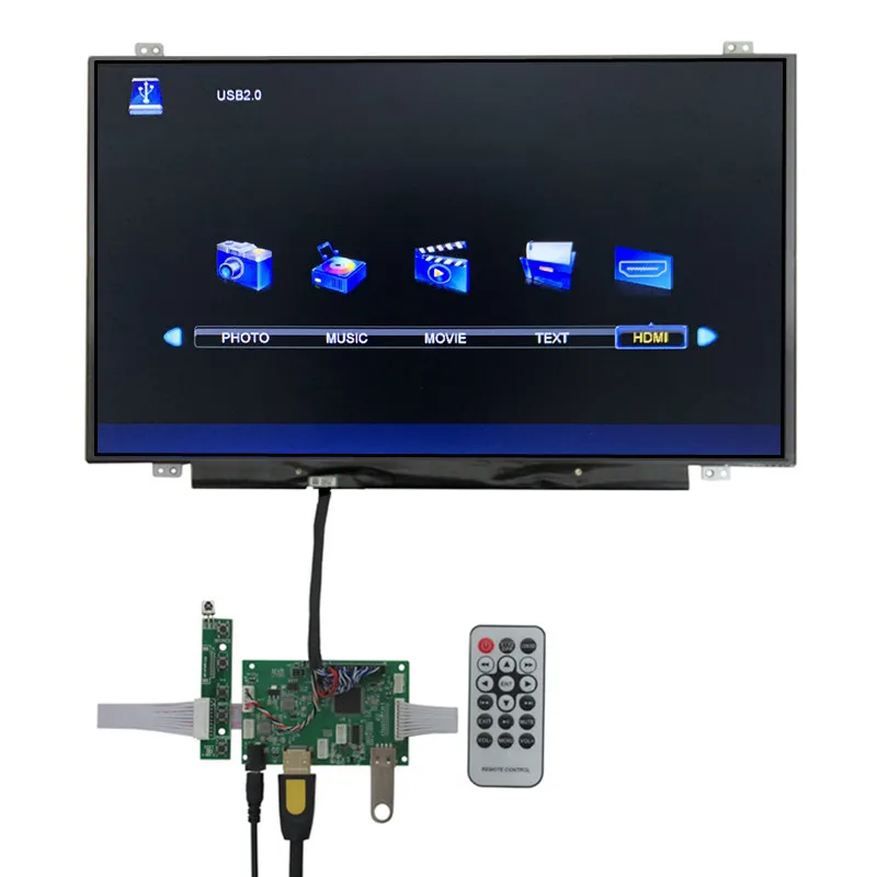 14 Inch DIY LCD Display Screen Driver Control Board U Disk HDMI-Compatible For Raspberry Banana Pi Mini PC Monitor