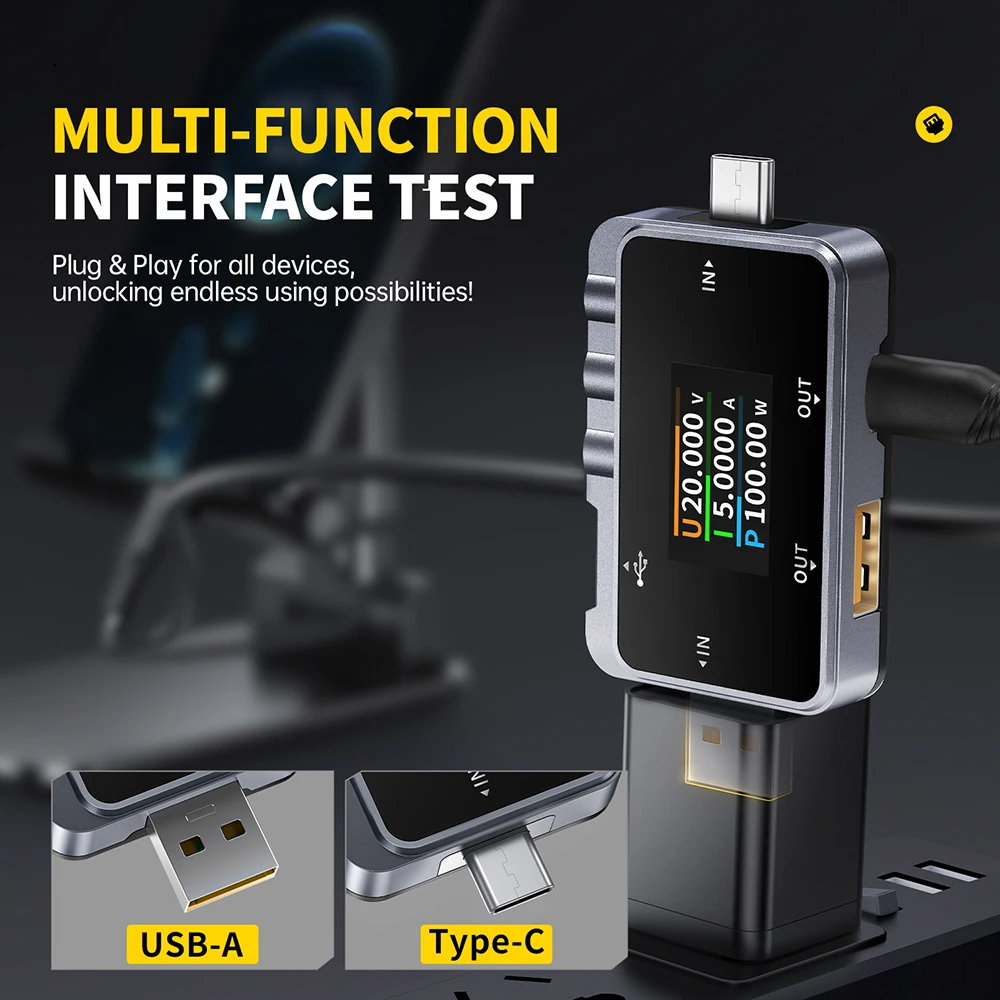 2 v 1 type-c USB tester digitální voltmetr proud měřič ampérmetr multimetr voltmetr ampérmetr 6.5A