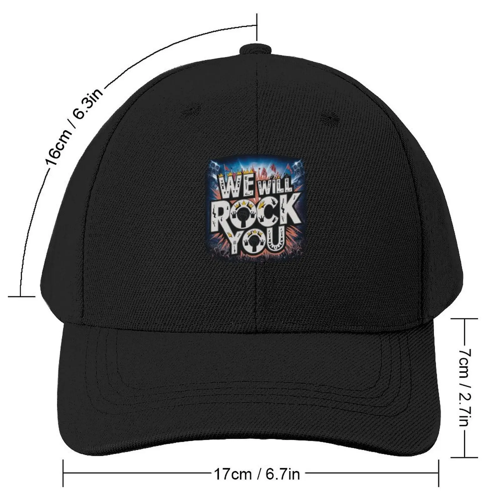 Typographie Expressions we will rock you Baseball Cap Dropshipping Hat Man Luxury Caps For Men Women's