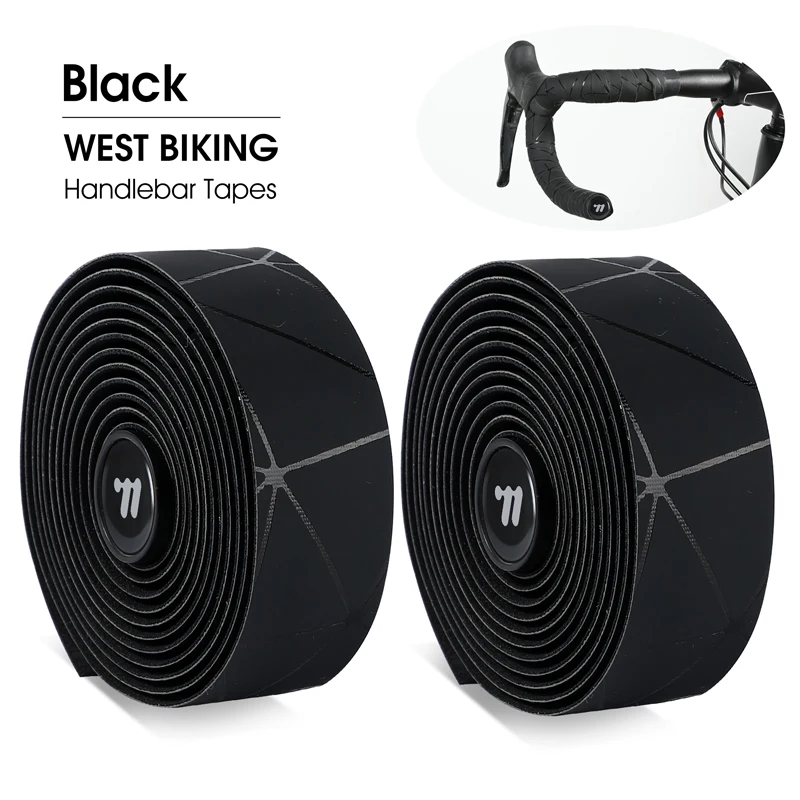 WEST BIKING Fahrradlenkerband, weiches EVA-PU-Fahrradlenkerband, professionelles Radfahren, Dämpfung, Anti-Vibrations-Wrap mit 2-Bar-Steckern