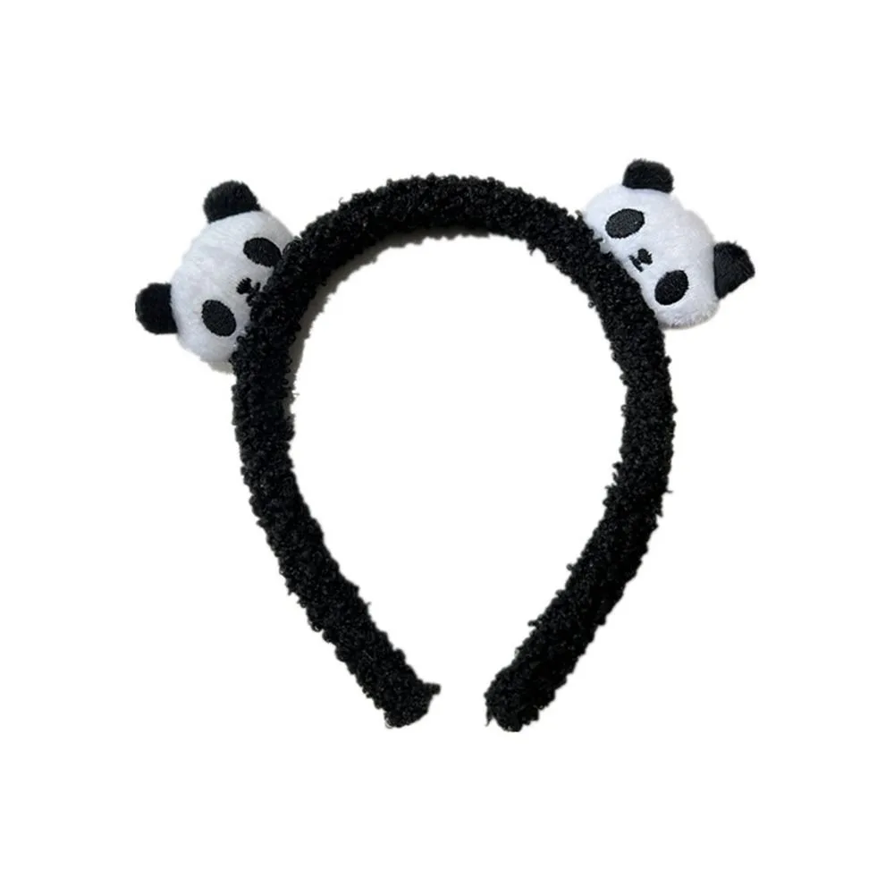 Chinese Internet Red Lovely Plush Panda Headband Hairpin Brooch Hair Rope Aggregate Cute 3D Animal Head Doll Hair Accessories