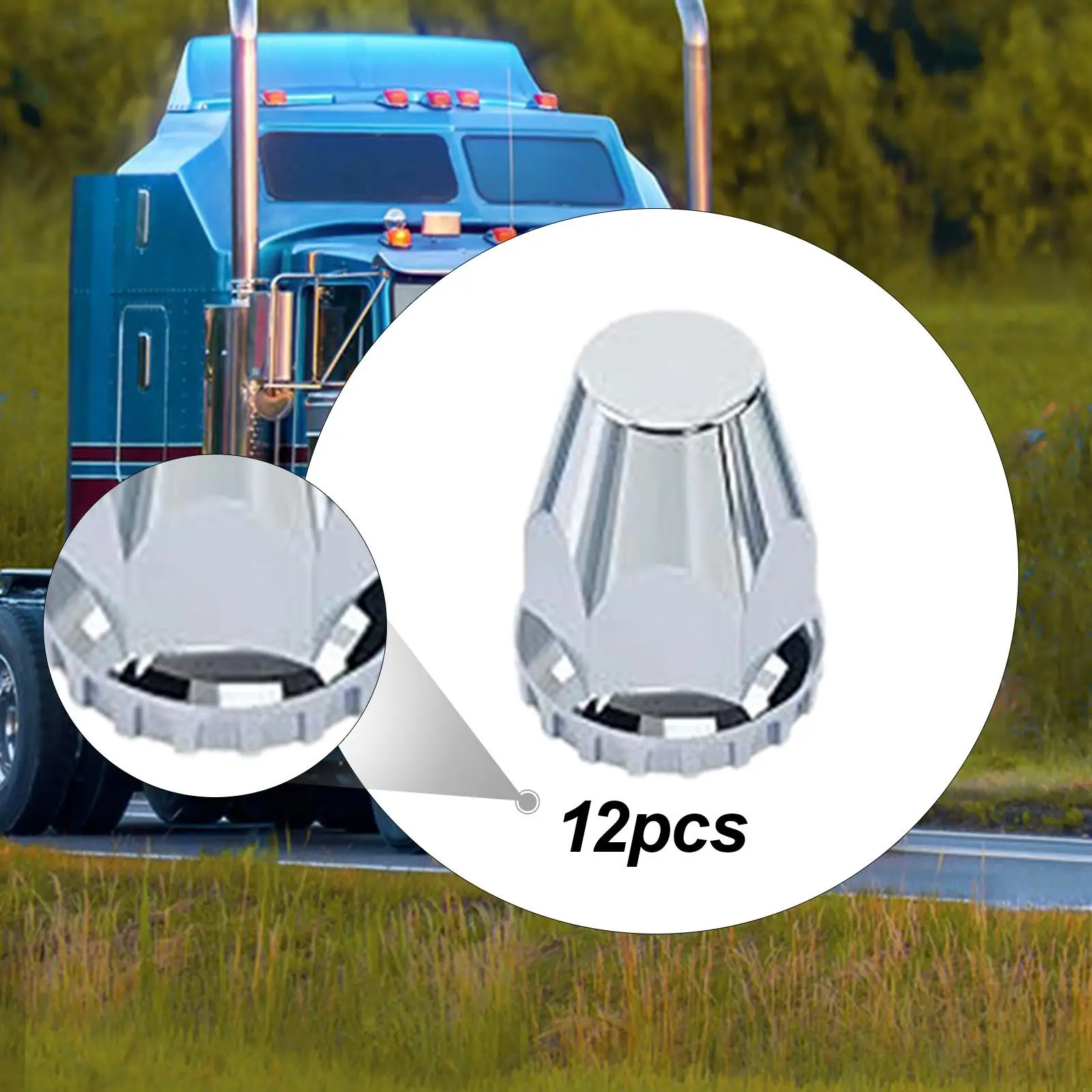 

12x Truck Lug Nut Covers for 33mm Repairing Protection American Truck Wheel Hubs Lightweight Upgrade Practical Sturdy Replace