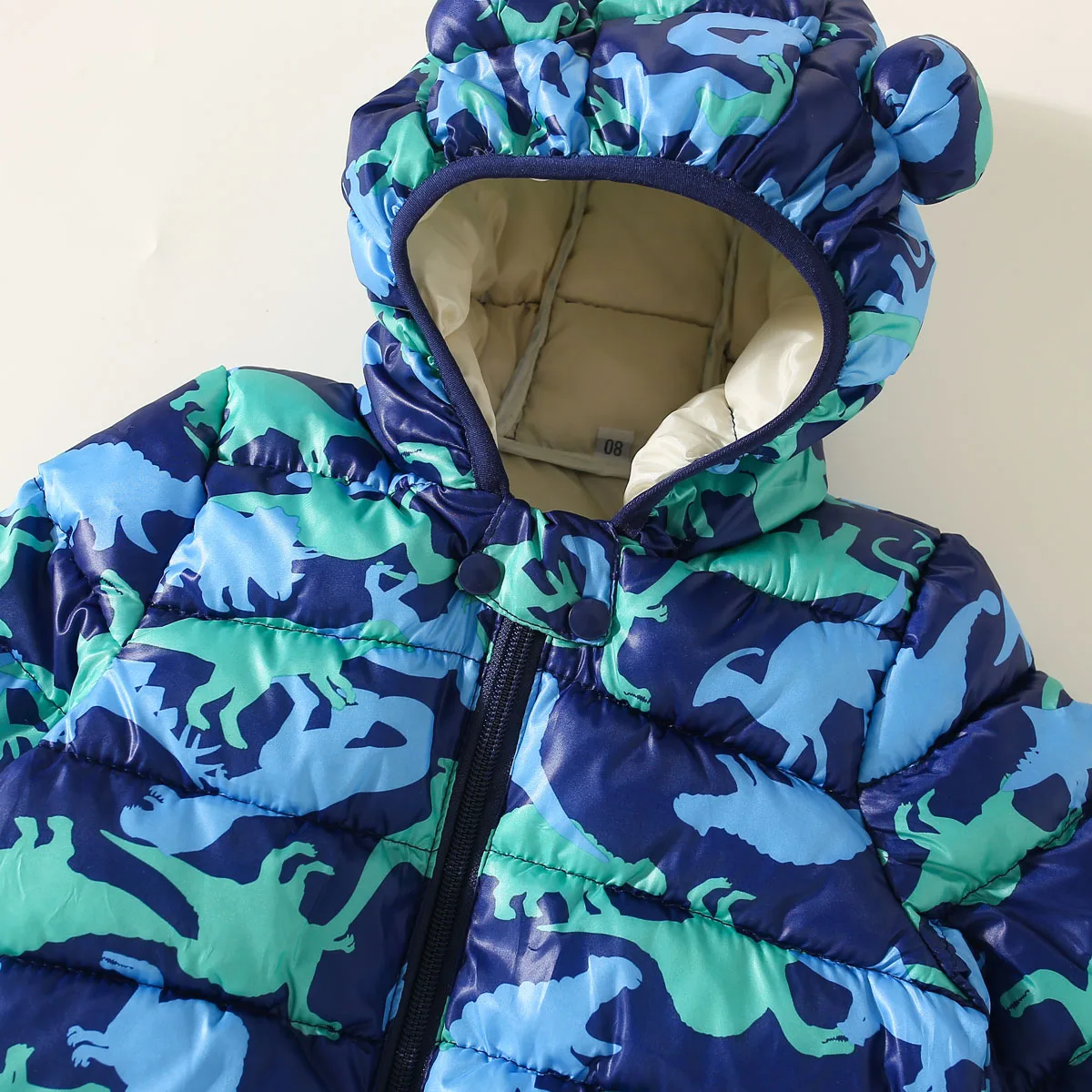 Toddler Boy Dinosaur Pattern Hooded Cotton-padded Jacket