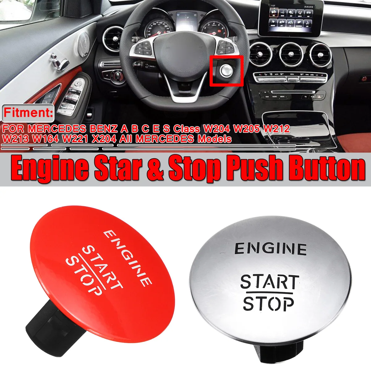 Engine Star Stop Push Button Switch Keyless 2215450714 Fits For Mercedes Benz Start Stop Push Button Ignition Switch Keyless