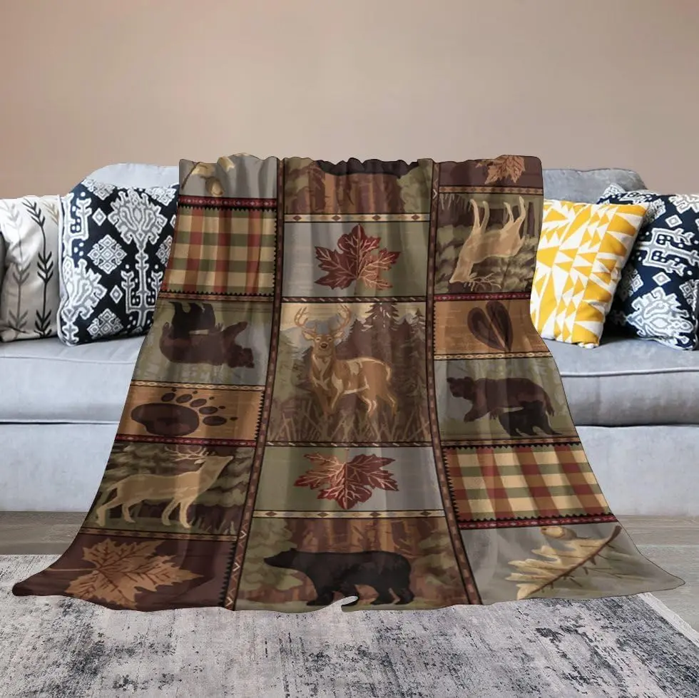 Retro Bear Cottage Country Style Retro Cottage Mountain Farmer Family Music Sofa Chair Bed Blanket Comfortable Blanket