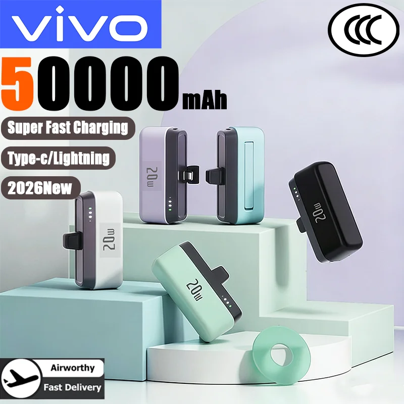 

Портативный мини-аккумулятор VIVO 500000 мАч с супербыстрой зарядкой, внешний аккумулятор с реальной емкостью для iPhone и Samsung, новинка