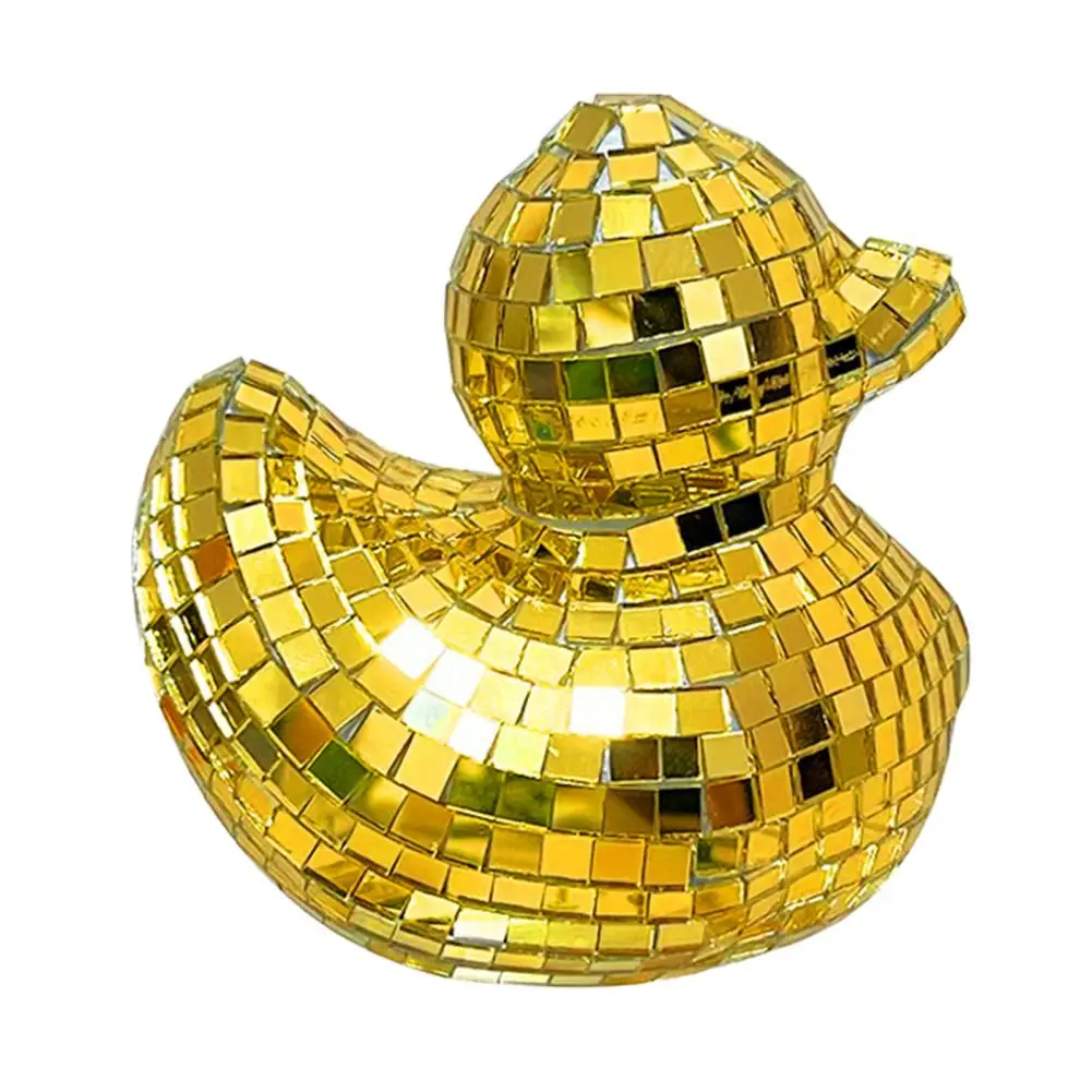 Mirror Disco Tiles Duck Figurine Reflective Duck Figurine Sculpture for Home Office Decor Mirror Disco Tiles Little Statue