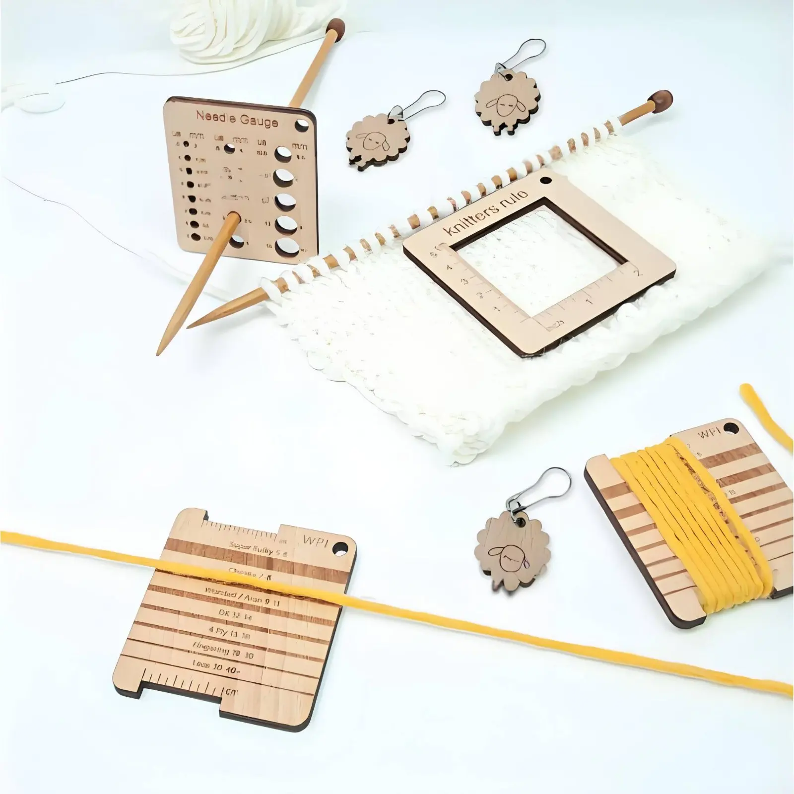 Medidor de Puntos de Tejido Portátil WPI, Herramienta para Medir Hilos, Regalo Perfecto, Regla Medidora de Puntos Grabada para Crochetistas