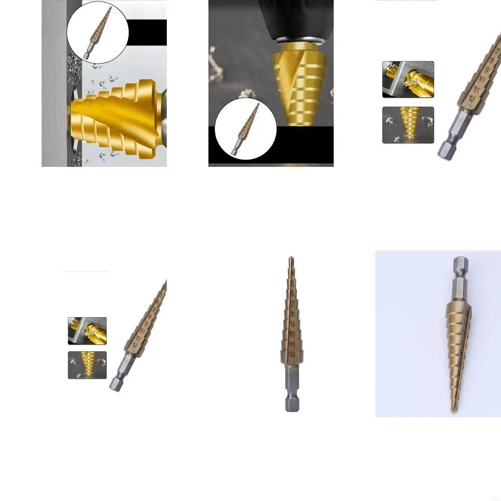 

HSS Titanium-Coated Step Drill Set 1/4" shank 3-12mm cutting tool Reamer