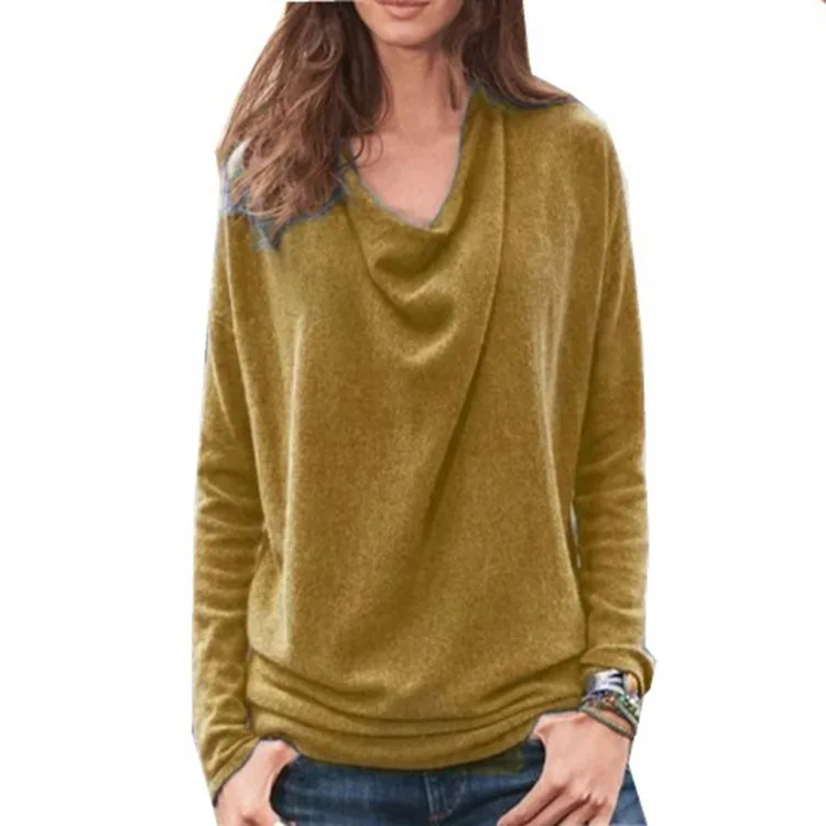 All-match Elegant Shirring Female Pullover Shirt Autumn Winter Woman S-3XL Long Sleeve Solid Swing Collar Slim Blouse Female Y2k