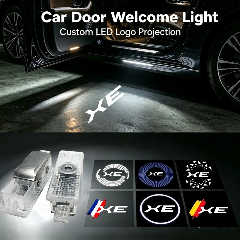 2PCS Ghost Logo LED Car Door Welcome Shadow Atmosphere Projector Lamps For Jaguar XE Badge 2015‑2017 Auto Styling Accessories