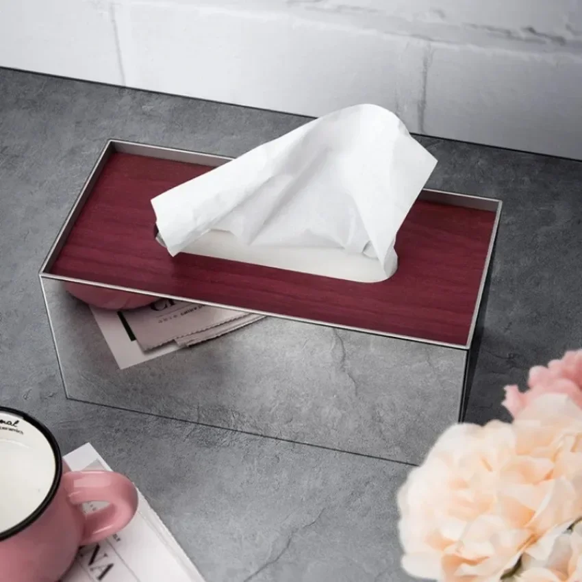 

Nordic Stainless Steel Rectangular Tissue Box Living Room Silver Tissue Storage Holder Kitchen Dining Table Decors Napkin Holder
