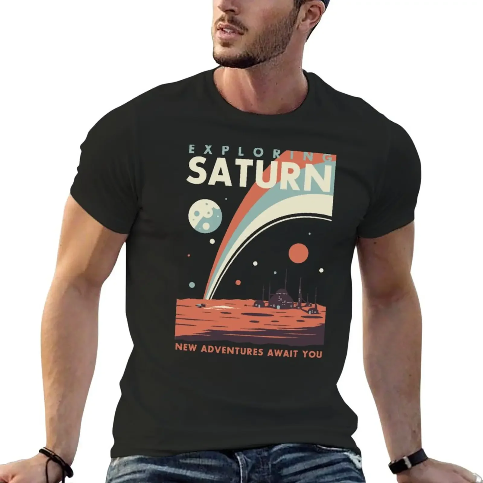 New Exploring Saturn T-Shirt plus sizes summer tops customizeds anime tee shirts for men