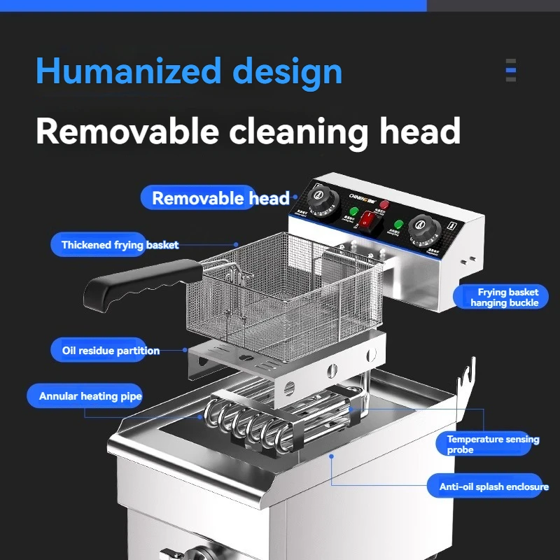 وعاء القلي الكهربائي فرن القلي الفولاذ المقاوم للصدأ اسطوانة واحدة درجة حرارة ثابتة القلي سلسلة فرن سعة كبيرة