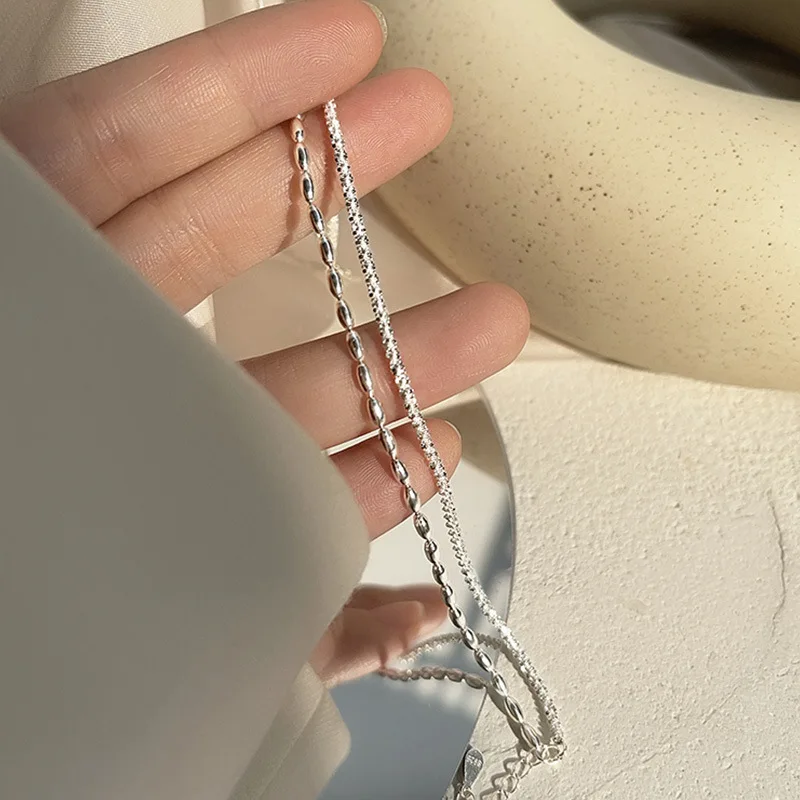 S925 Silver Plated Double Layer Bead Charm Bracelet&Bangle For Women Elegant Party Jewelry Gift sl255