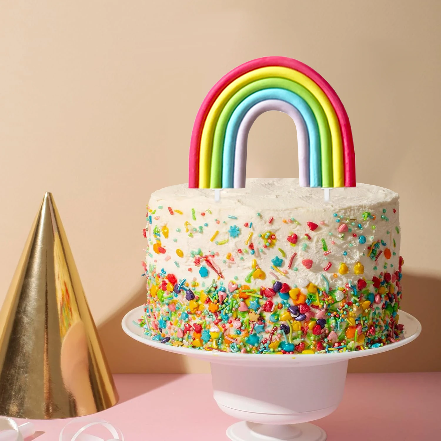 Regenbogen-Kuchendekorationen – bunter Regenbogen-Cupcake-Topper, personalisierter Tortenaufsatz für alles Gute zum Geburtstag – Detail 11