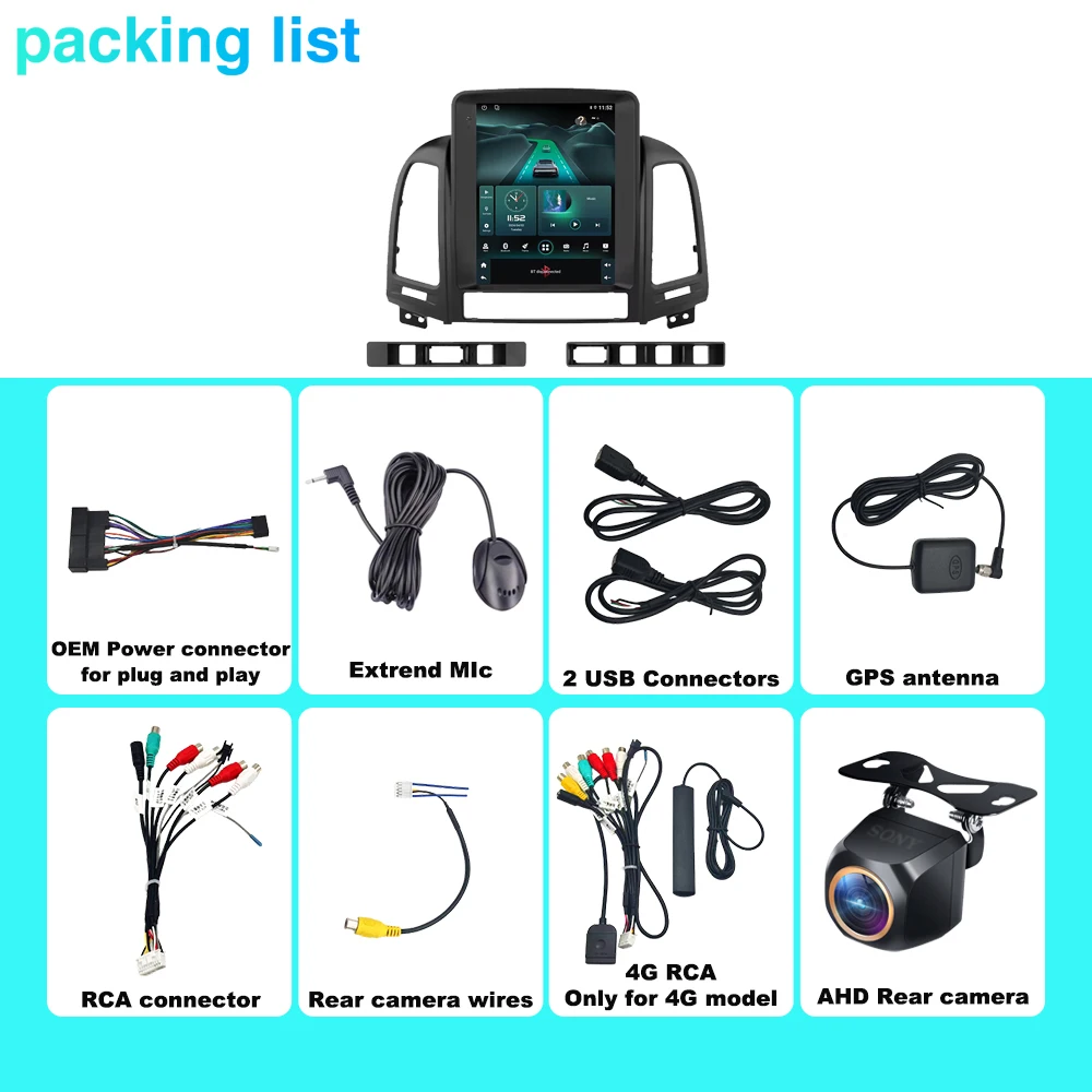 9.7 ''Android 15 untuk Hyundai Santa Fe 2 2006 - 2012 Radio Mobil Stereo Otomatis DSP Carplay Pemutar Navigasi GPS Video 4G TS10