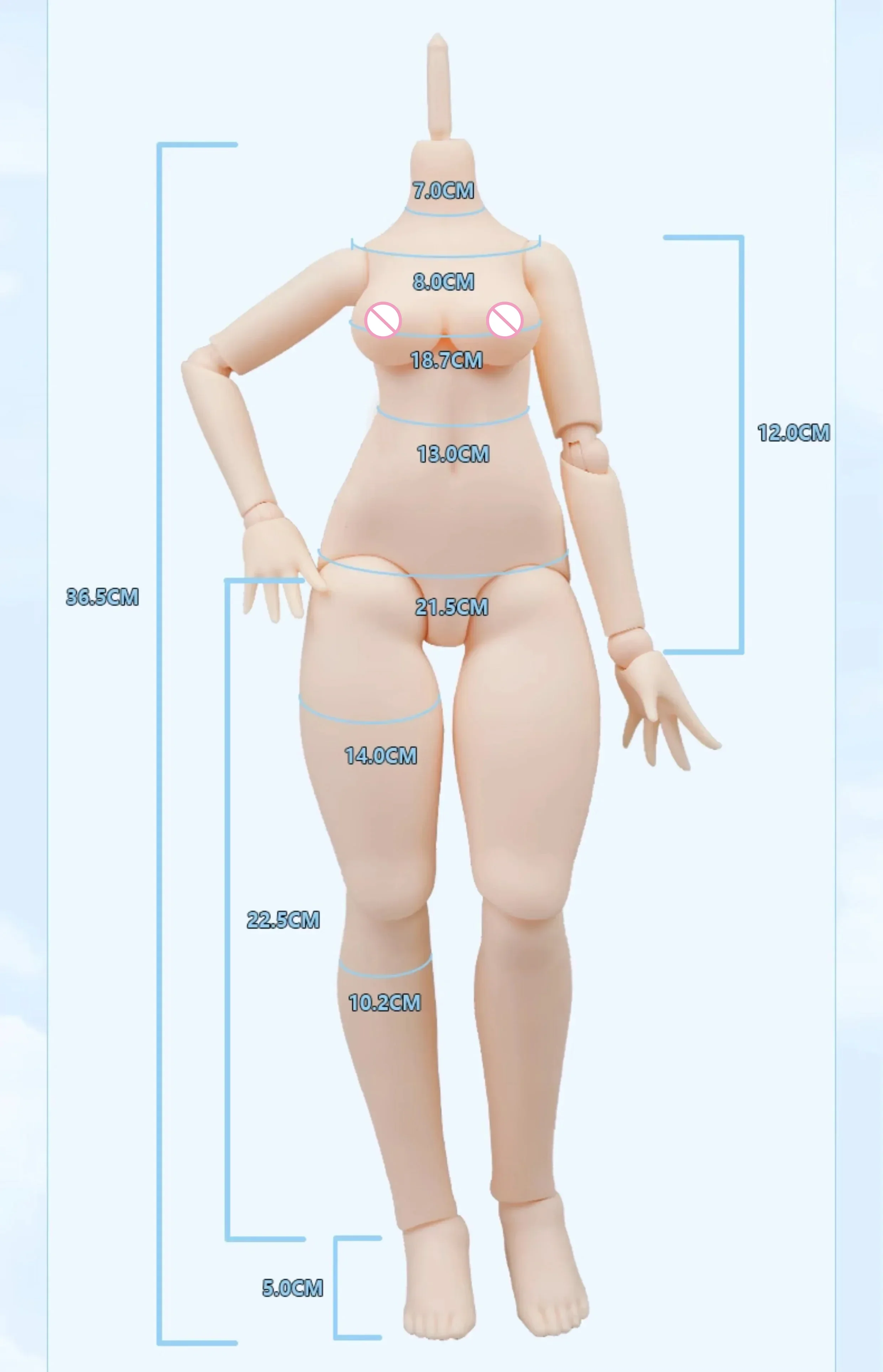 imomodoll 1/4 普通肌、セミホワイト　大胸ボディ Imomodoll-白い肌の人形,ボディヘッド付きの人形,柔らかいゴム,女の子