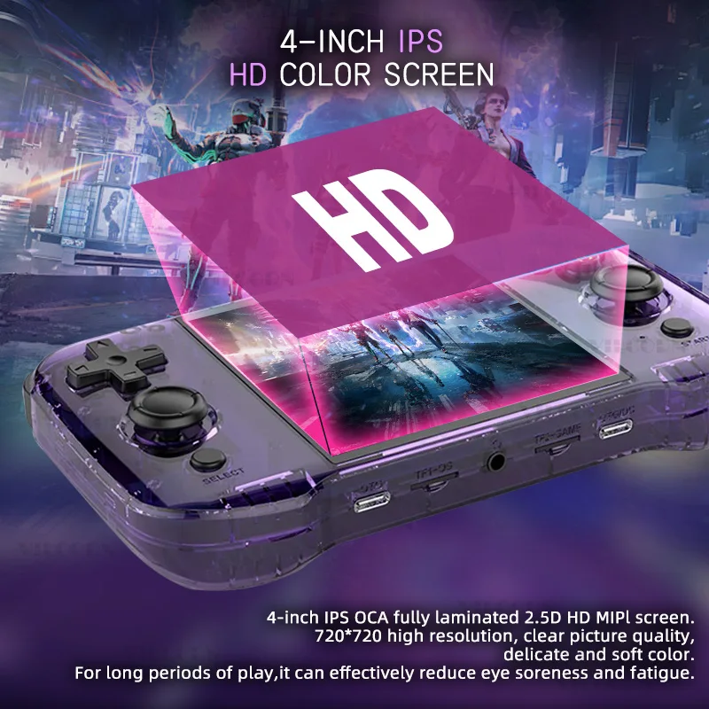 R46S Retro Handheld Game Console Linux System 4.0inch IPS Screen RK3566 Portable Handheld Video Player For PS1 N64 PSP 3D Games