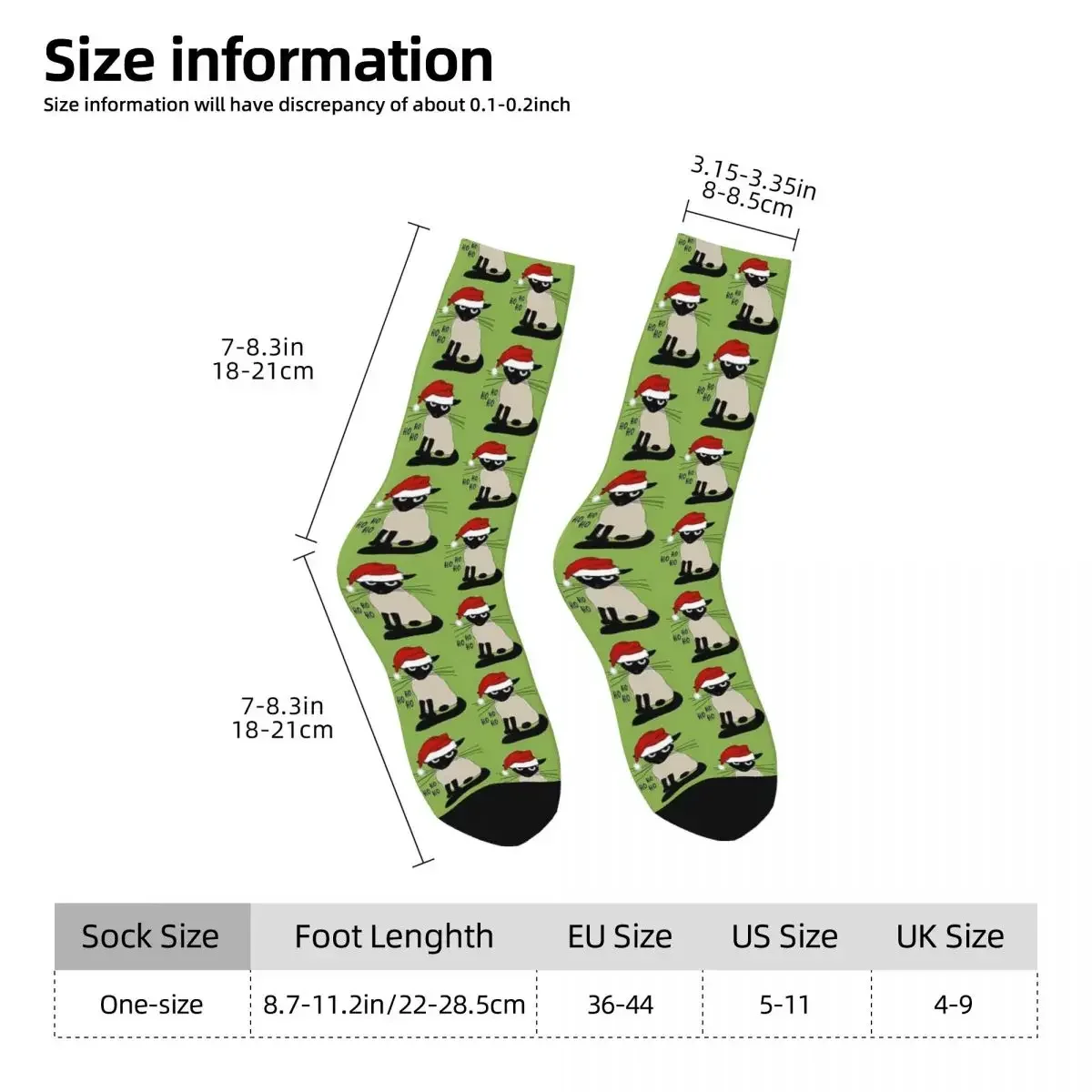 Siamese Humorous Christmas Holiday Cat Socks High Quality Stockings All Season Long Socks Unisex Birthday Present