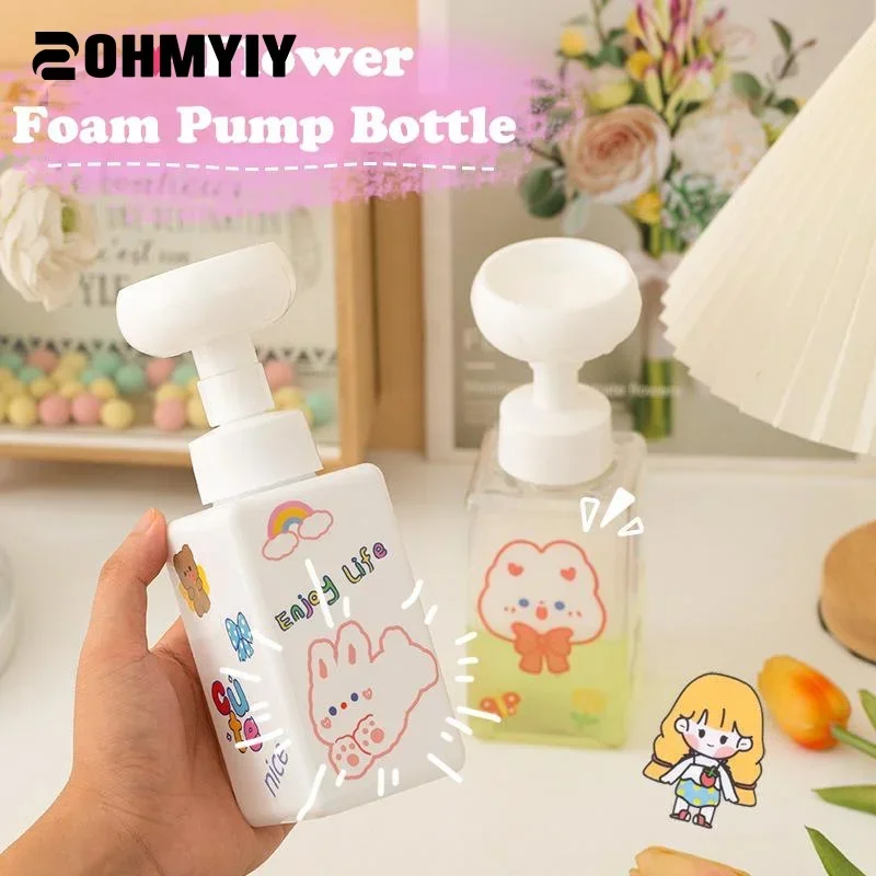 

250/450 мл пенопластовый насос в форме цветка, дозатор, пластиковая квадратная пустая жидкая мыль для рук, контейнер для шампуня, мультяшная банка для дома