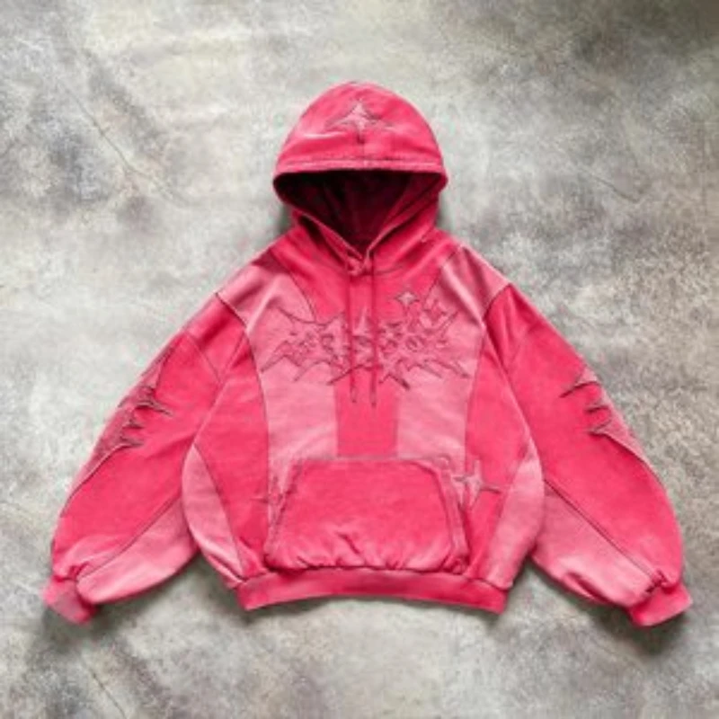 2024 New  Printed Clothing Fashion Hoodie  Retro Autumn and Winter Men\'s and Women\'s Splicing Hoodie y2k