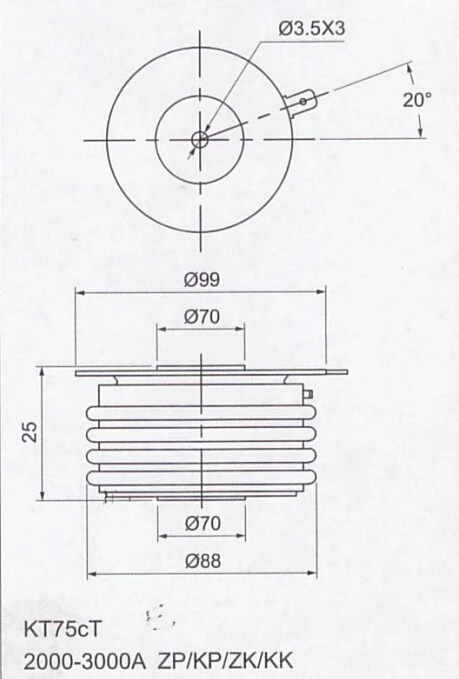 KK2000A2500V Fast Thyristor KK2000A-25 KK2000A/2500V