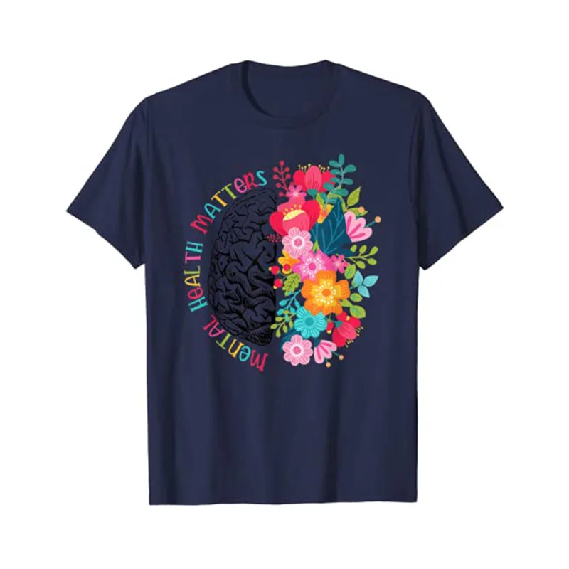 Mental Health Matters Gift Human Brain Illness Awareness T-Shirt Gifts Aesthetic Womens Clothing Floral Print Sayings Tee Tops