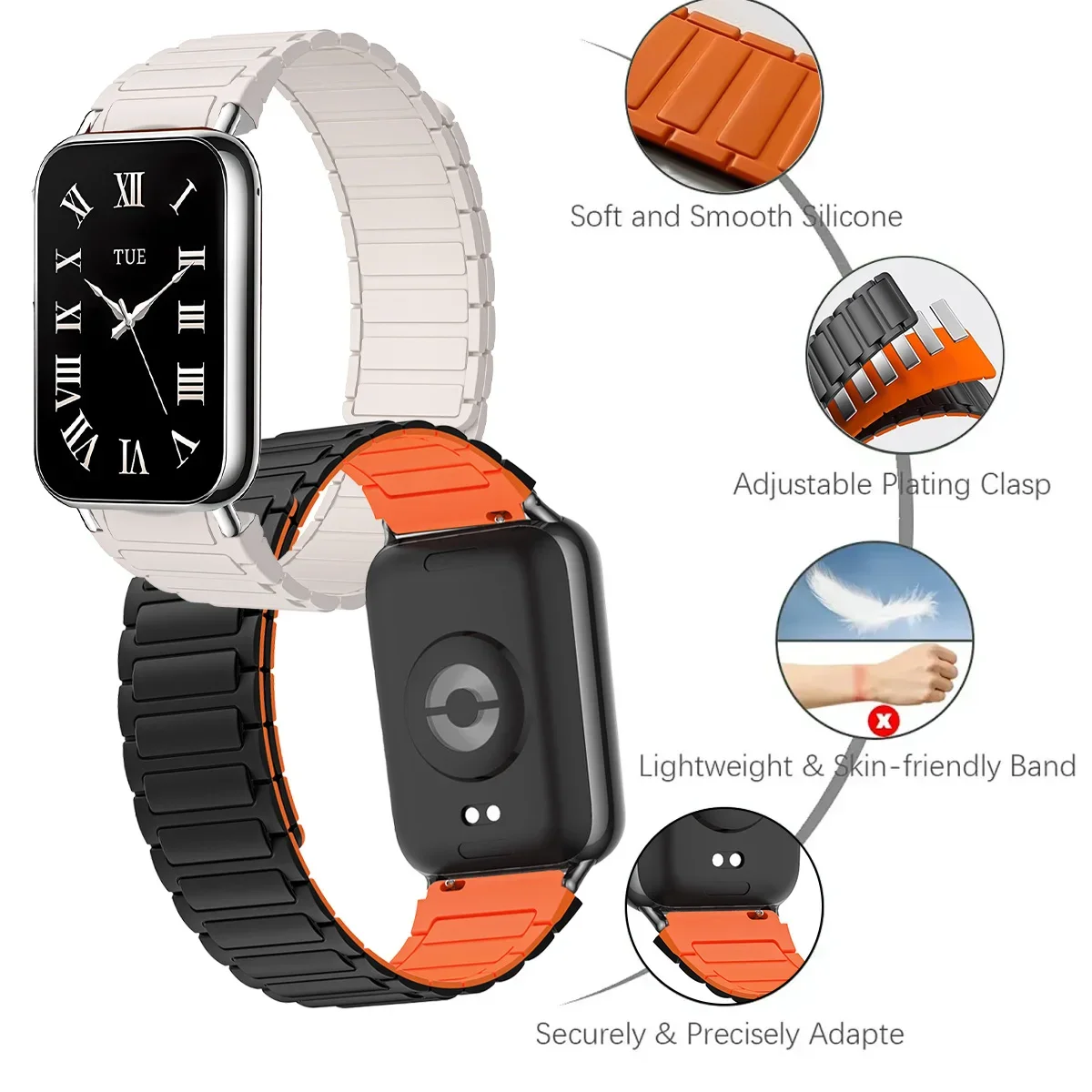 حزام ساعة بحلقة مغناطيسية لساعة Redmi 5 4 سوار من السيليكون الناعم لساعة Xiaomi Mi Band 9 Pro/8 Pro حزام معصم رياضي Correa