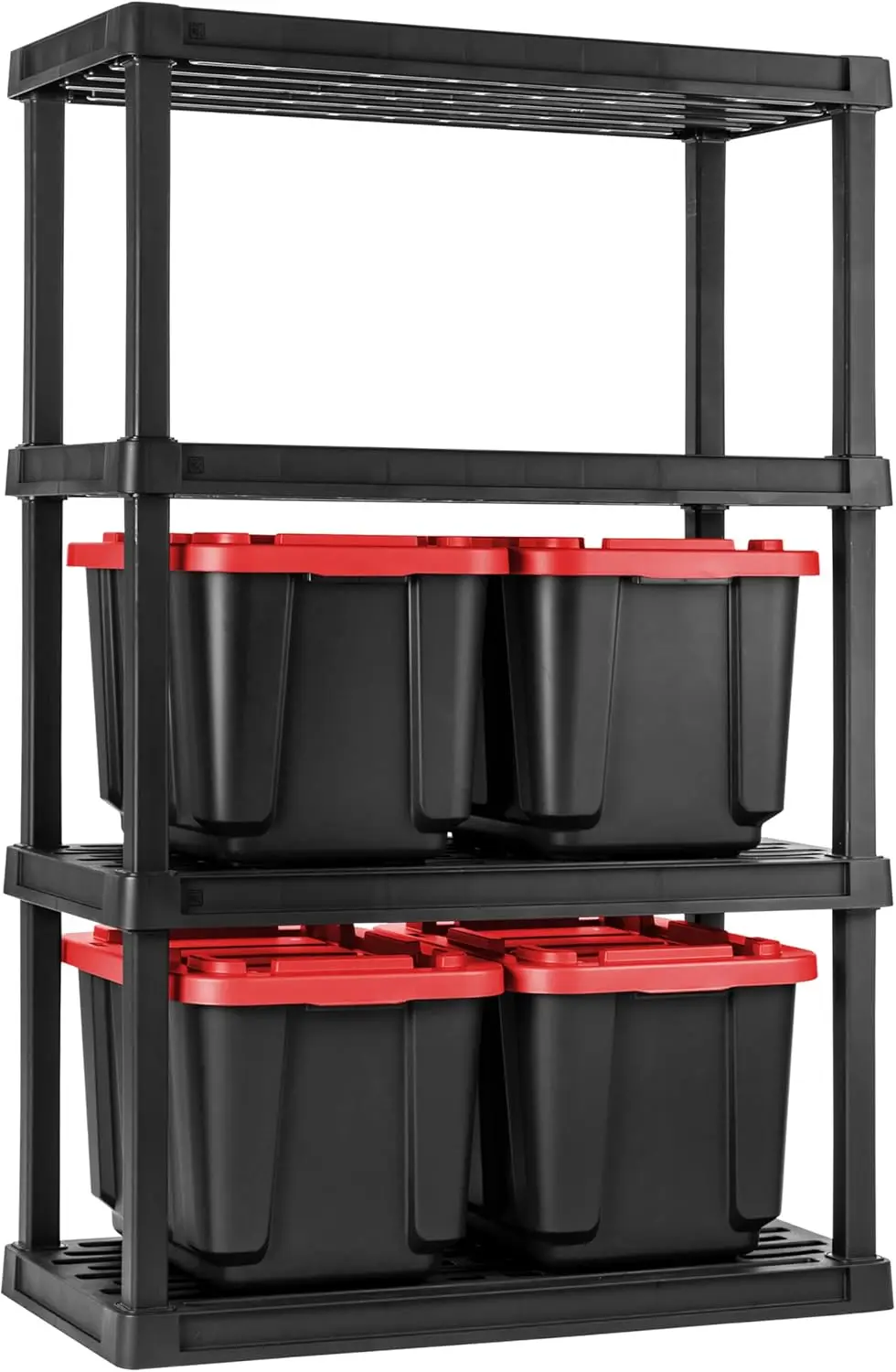 

Usa 4-Tier Heavy Duty Plastic Shelving Unit And Heavy Duty Storage Tote Bins, Modular Shelf Garage Ra Organizer + (4-Pa) 12